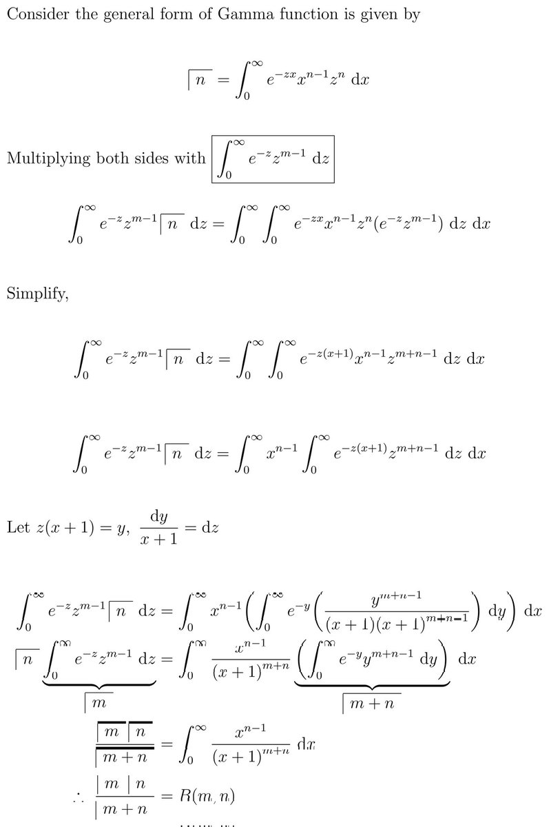 Weisss_Schnee's tweet photo. Why does Γ(1/2)=√π? https://t.co/nBBDpuII91