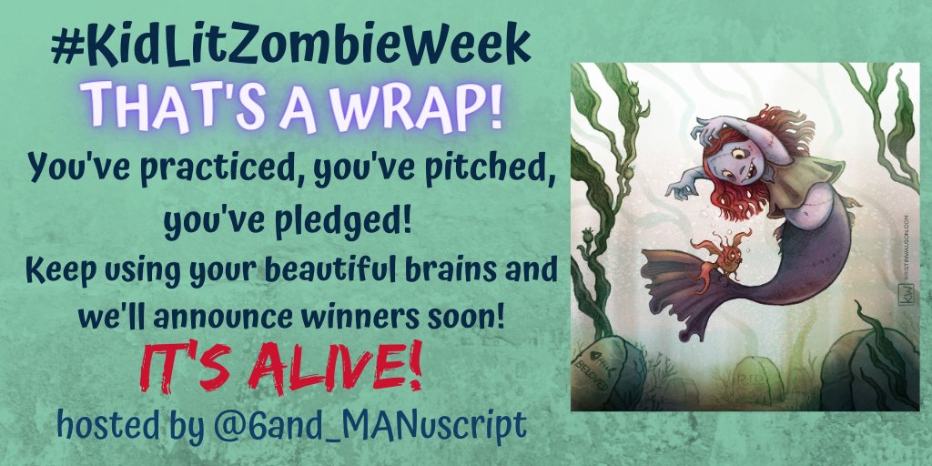 Whew, that was fun! 🥳

We're all winners here during #KidlitZombieWeek because we're revising and connecting, but we'll announce pledge and pitch winners soon! 🧟‍♂️

Tagging <a href="/KaitlynLeann17/">Kaitlyn Leann Sanchez</a> <a href="/writerjolene/">📚 Jolene Gutiérrez--writer & librarian 📚</a> <a href="/RylandDk/">DKRyland</a> @SarahJWMeade <a href="/sarahheatcreate/">Sarah Heaton</a> <a href="/MikeIrvineBooks/">Mike Irvine</a> <a href="/kristinwauson/">Kristin Wauson</a>