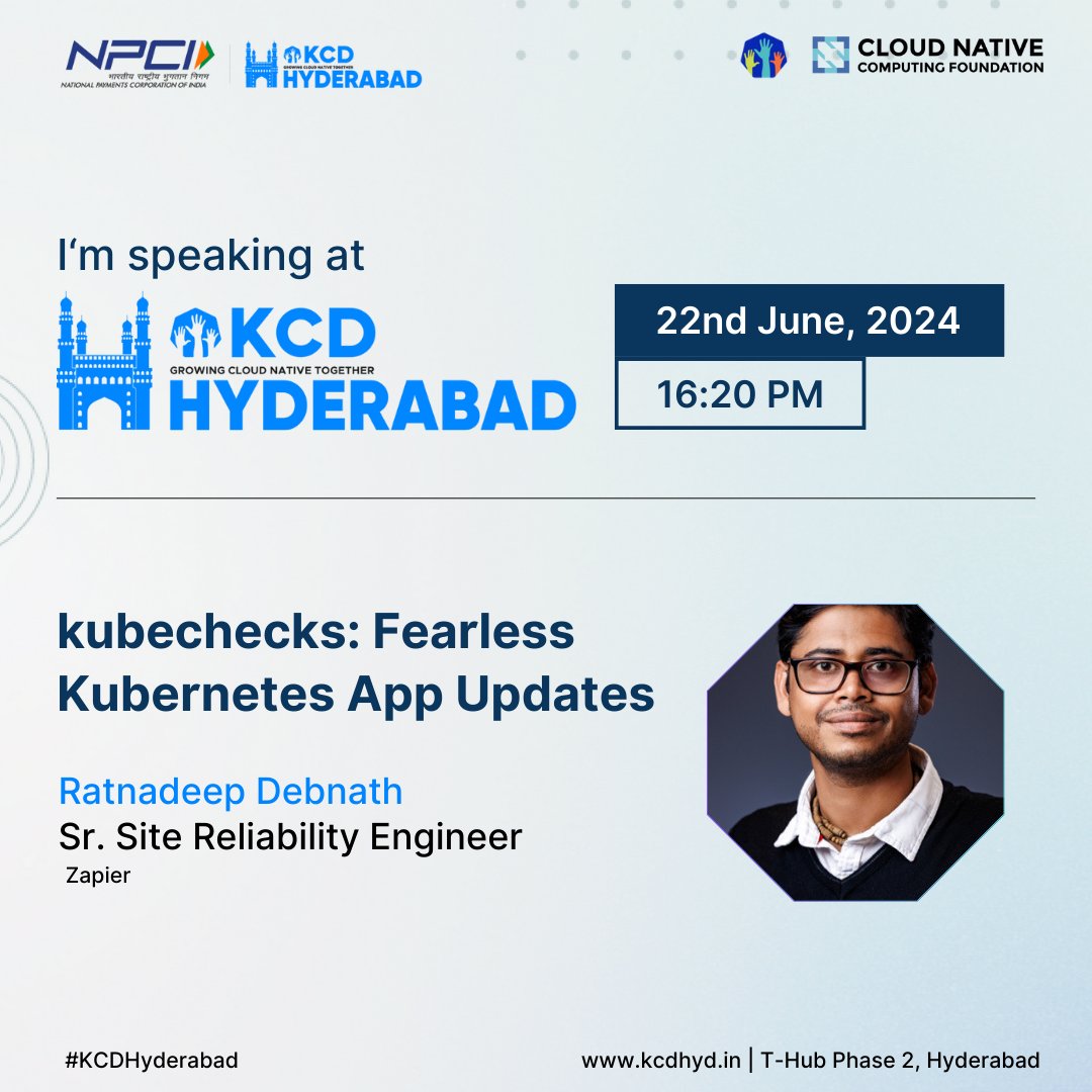rtnpro's tweet photo. I am speaking on Kubechecks by #zapier at #KCDHyderabad 2024 on June 22, 16:45 Hrs in Track 2

https://t.co/FsGY7PFvSy https://t.co/01jKNOaWdU