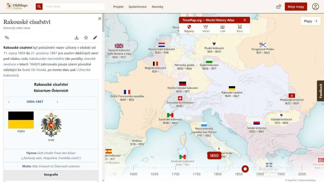 HiuAV2017's tweet photo. ‼️ 🔍 Explore 6,000 years of history on https://t.co/5JlvnXTvJB ‼️ Discover countries, people 
&amp; events on an interactive map. 
A project by @MapTiler and team from @HiuAV2017 @Akademie_ved_CR
@CzechAcademy #History https://t.co/4nztKuSnSK