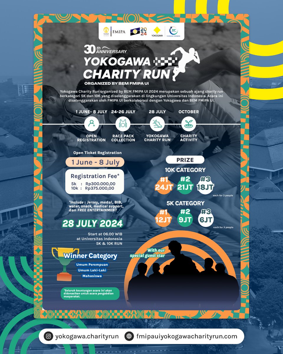 LarikuInfo's tweet image. 🔽
🏫 Yokogawa Charity Run
🕰 28 Juli 2024
📐 5K/10K • Charity Run
⛳ Depok - Jabar
🖼 instagr.am/yokogawa.chari…
💙
🍊 LariKu.info/YCR24 ⏪
🔺
🔺

•••
#YokogawaCharityRun #YokogawaIndonesia #FMIPAUI #Depok #LariKuinfo #CharityRun #infoLari #FMIPAUICharityRun #JawaBarat