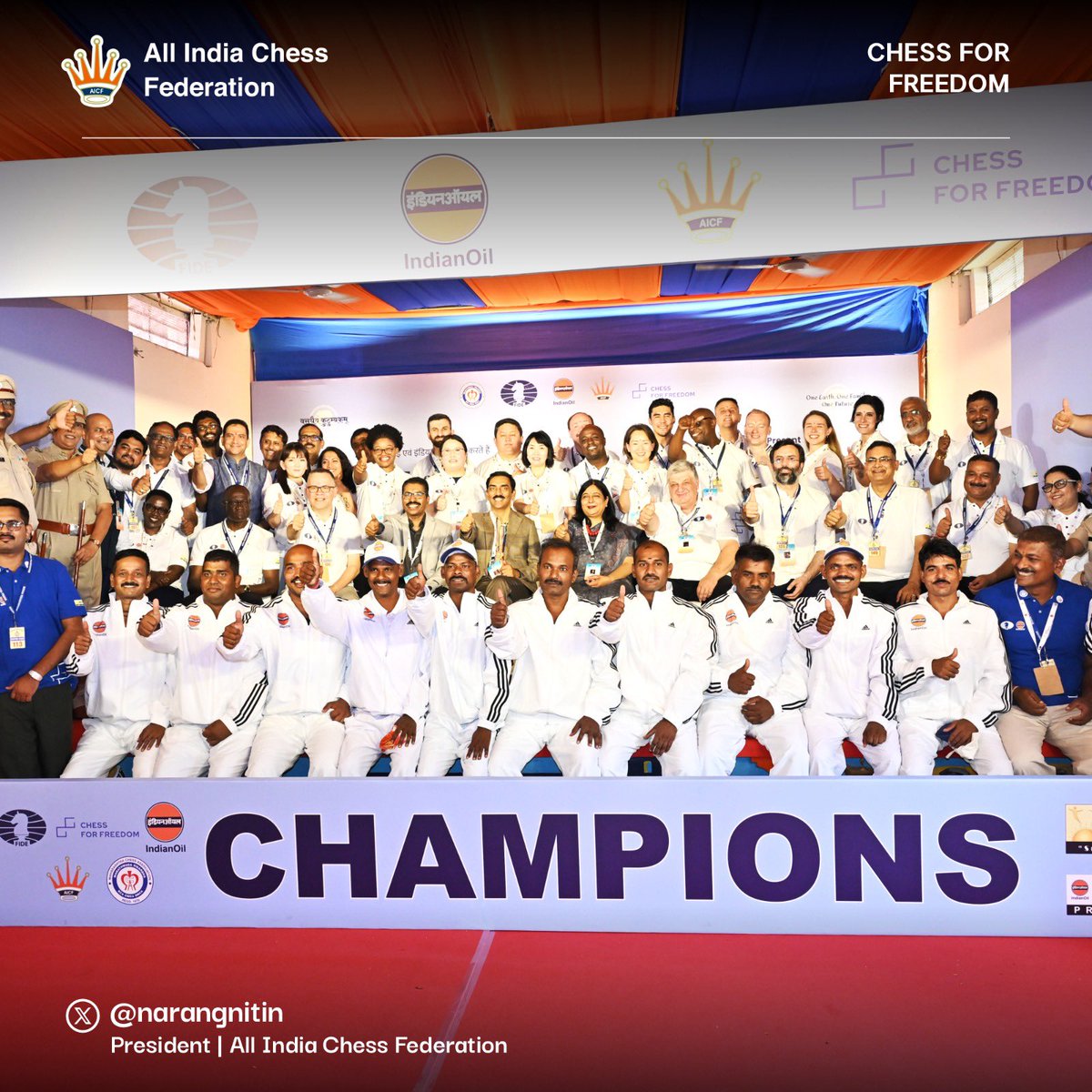 narangnitin's tweet photo. Chess is more than a game; it's a powerful tool for change.

At the 2nd Chess for Freedom Conference, the Parivartan - Prison to Pride program demonstrated its innovative use of chess to rehabilitate inmates, fostering strategic thinking, discipline, and resilience. 

I am proud to highlight the transformative impact of this initiative, showcased by the Yerawada prison inmates winning gold medals in the Intercontinental 'Chess for Freedom' online championship.

Let's continue to use chess to empower and uplift marginalized sections of society.

@narendramodi @mansukhmandviya
@IndiaSports @Media_SAI
@FIDE_chess @aicfchess