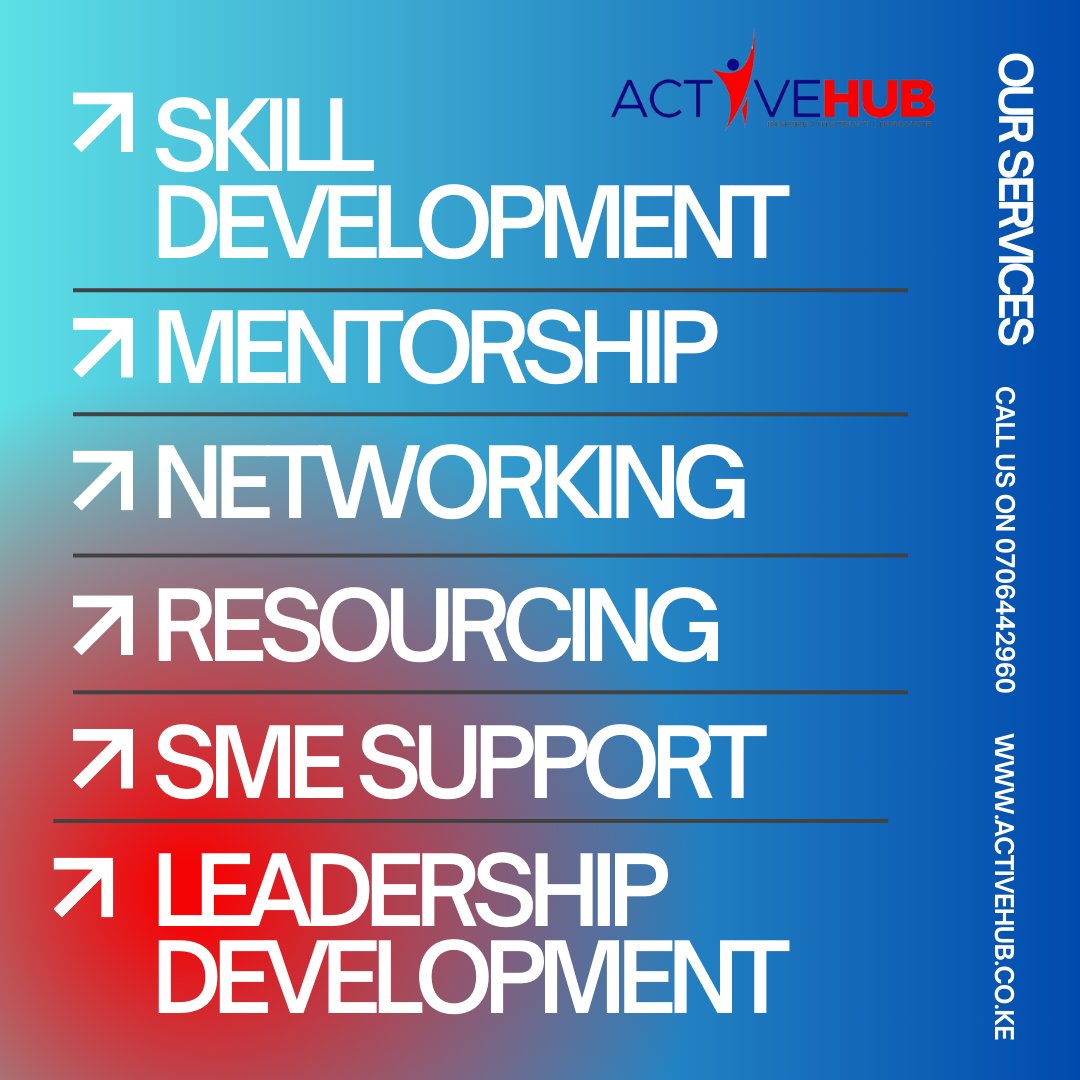 Welcome to <a href="/Active/">Active.com</a> Hub. We are committed to empower unemployed youth and women by skilling, mentoring, networking, resourcing, supporting youth-led SMEs and developing leaders.
#WhatWeDo #employability #entrepreneurship #empowerment