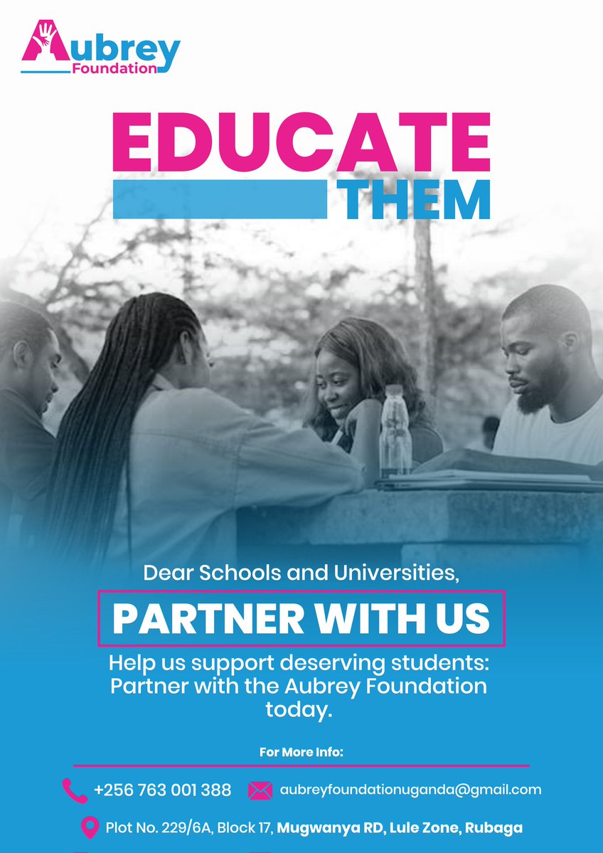 Edrinepasha's tweet photo. Partner with Aubrey Foundation Uganda: Transform Lives Through EducationAre you an educational institution dedicated to making a meaningful impact? Join the Aubrey Foundation Uganda in our mission to provide scholarships to deserving, underprivileged students across Uganda.#NEDF https://t.co/jWuMRNKjTv