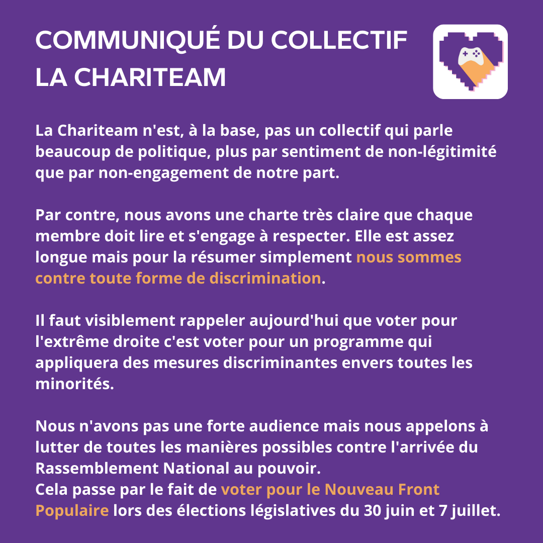 Nous aidons différentes associations depuis des années en collectant des fonds, en leur apportant de la visibilité. 

Ces associations seront plus que débordées avec l'arrivée de l'extrême droite au pouvoir. 
Pour elles, pour nous, votons #FrontPopulaire !