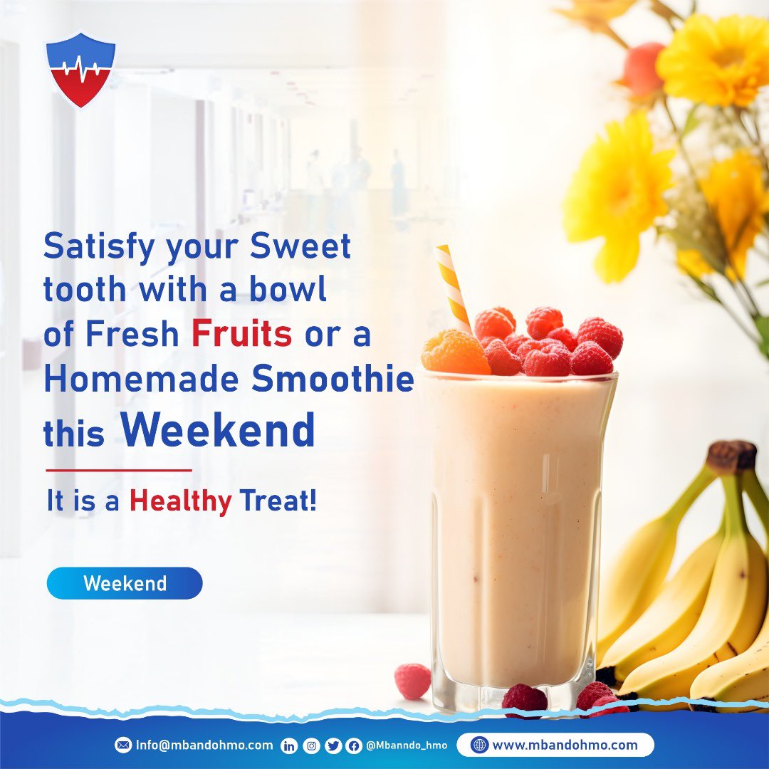 mbando_hmo's tweet photo. Satisfy your Sweet tooth with a bowl of Fresh Fruits or a Homemade Smoothie this Weekend. 
It is a Healthy Treat!

#freshfruits #homemadesmoothie #saturdayposts #weekend #mbandohmo #mbandocare #wellness #healthcare https://t.co/2KdWjvTHxD