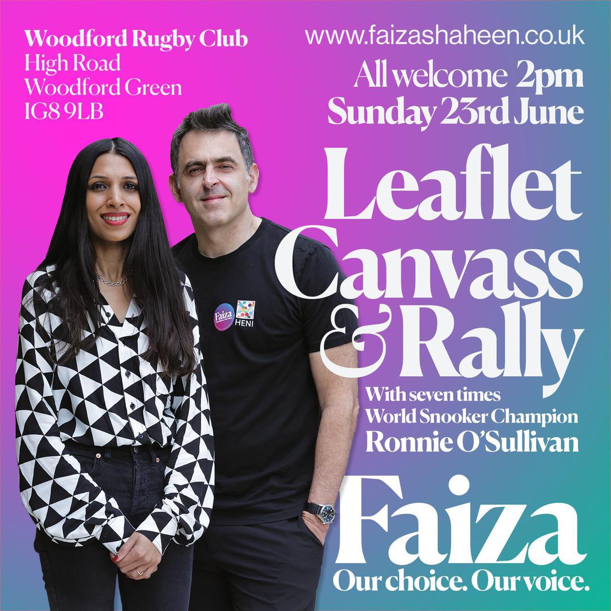 I’ll be at Woodford Rugby Club tomorrow, come along!