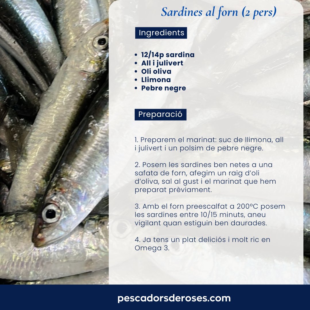 🐟És temps de SARDINES, us deixem una recepta per fer-les al forn són una manera fàcil i saludable de gaudir d'aquest deliciós peix blau

Es tiempo de SARDINAS, os dejamos una receta para hacerlas en el horno son una manera fácil y saludable de disfrutar de este delicioso pescado
