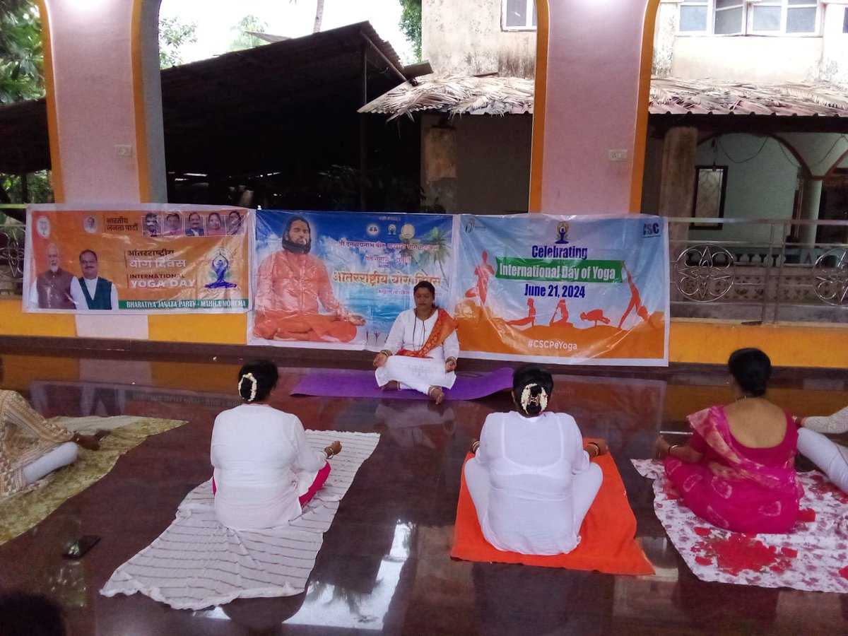 #CSCPeYoga, #CSCYogaWithFamily, #YogaForSelfAndSociety, #IDY2024, 

 <a href="/moayush/">Ministry of Ayush</a>, <a href="/CSCegov_/">CSCeGov</a>,  <a href="/CSCSPV_Health/">CSC Health</a>

Vle name Arti bandodkar
CSC id 416767520017
State Goa
District North Goa 
Block  Bicholim 

Organized yoga camp on Yoga day.