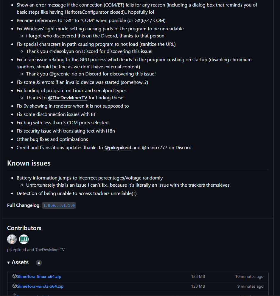 JovannMC's tweet photo. After many delays, #SlimeTora v1.1.0 is finally released, with HaritoraX Wired (1.1b/1.1/1.0) support and many QOL changes!
This became a bigger update than I thought and there were many issues during development, sorry about that!
Thank you to the community for the support and helping!
Download now: https://t.co/UHIYBxlOhA
#fbt #vr #haritorax #vrchat #slimevr #shiftall