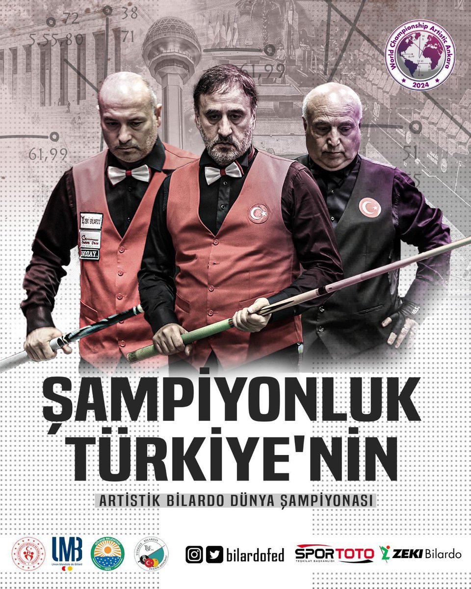 Dünya Şampiyonluğu bizde👏🇹🇷👏🇹🇷

Ankara'da devam eden Artistik Bilardo Dünya Şampiyonası'nda Hacı Arap Yaman, İspanyol rakibini yenerek finale yükseldi ve Türkiye'nin şampiyonluğunu kesinleştirdi. Diğer iki sporcumuz Barış Cin ve Serdar Gümüş yarı finalde, şampiyonluk bizim 🇹🇷🇹🇷