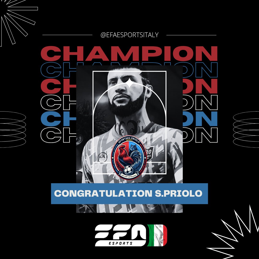 Complimenti agli SPORTING PRIOLO 🇮🇹 Per aver vinto il TORNEO SERALE Targato EFA ITALIA COPA LIBERTADORES.
Un grazie a tutti i Team partecipanti per la loro professionalità e serietà.

#tournaments #efachampionship #efaitalia #efaeurope #esportsleague #esports #italy #fc24
