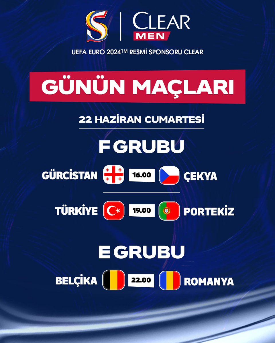 ⚽ Günün maçları. #EURO2024

<a href="/ClearTurkiye/">Clear Türkiye</a> #ClearİleKafanRahat #Sponsor