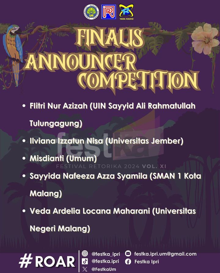 Selamat kepada top 10 Announcer Competition 🎉🎉 Sampai jumpa di babak final besok💪