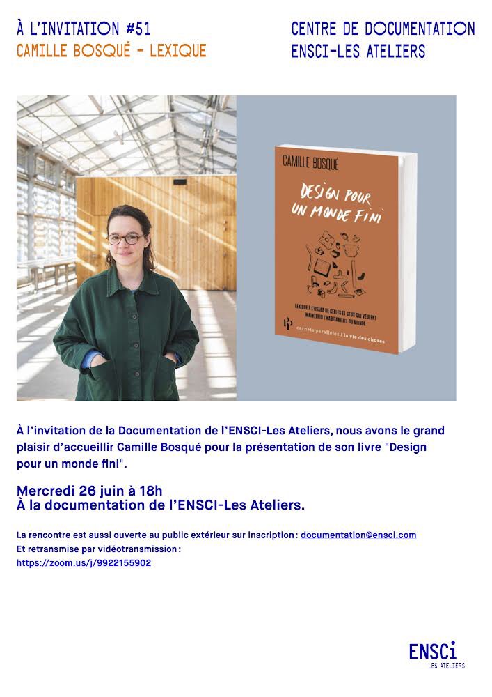 📙 Mercredi 26 juin à 18h, à l’Ensci (Paris) ! 
🤝 Rencontre ouverte au public.
<a href="/Ensci_Paris/">ENSCI_LesAteliers</a> <a href="/PParallele/">Premier Parallèle</a>