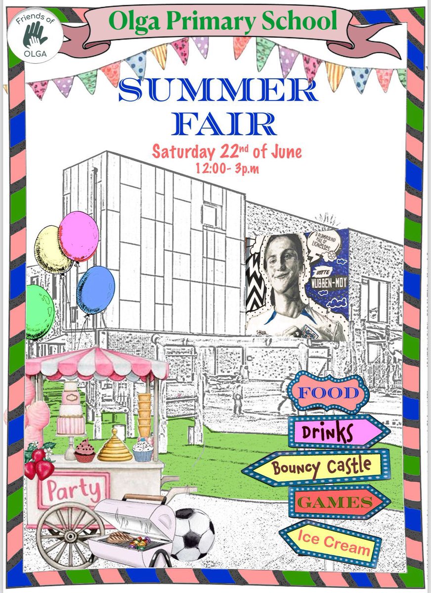 The Olga Summer Fair is today! Come and join us for food, drinks and fun from 12 noon until 3pm. Everyone welcome!