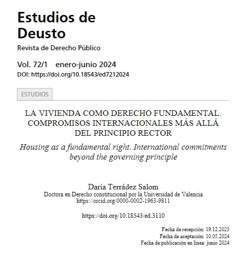 CarmenSalcedoBe's tweet photo. Excelente estudio #DaríaTerradez "La #vivienda como derecho fundamental. Compromisos internacionales más allá del principio rector" #openaccess #CartaSocialEuropea #PIDESC Disponible https://t.co/ulZWLoEb1O https://t.co/yXNWJiy4z2