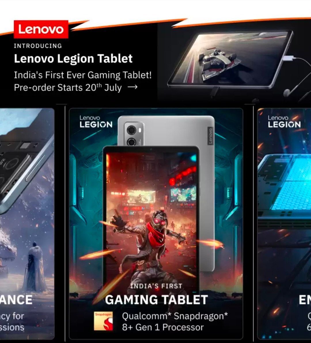 itz_mohitverma's tweet image. Lenovo legion tablet set to launch in India on 20 July
Specifications
- 8.8" QHD+ 2.5K display
144Hz refresh rate
- Qualcomm Snapdragon 8+ Gen 1 chipset
- 6550mAh battery
#Lenovo #LegionTablet
