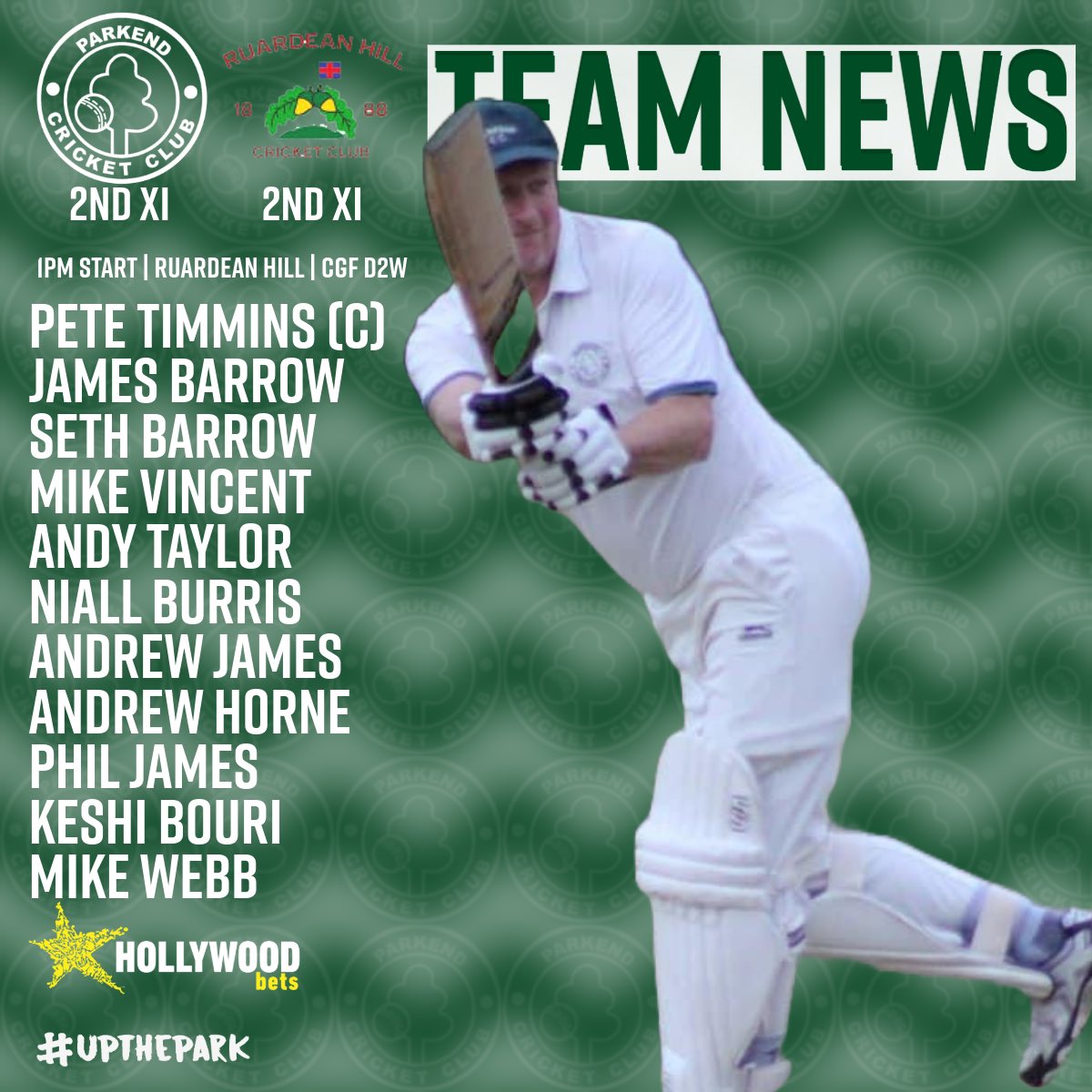 CRICKET SATURDAY! Weather looks good and we’ve two games today! The 1s host <a href="/CCSCricket/">Chelt Civil Service</a> at the PCG, the 2s take the trip up to <a href="/ruardeanhillcc/">Ruardean Hill CC</a>! Go well and lets bring home some wins! #upthepark