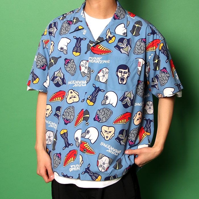 パンクドランカーズ ［PDSx円谷プロ］星人顔面総柄アロハシャツ パンク