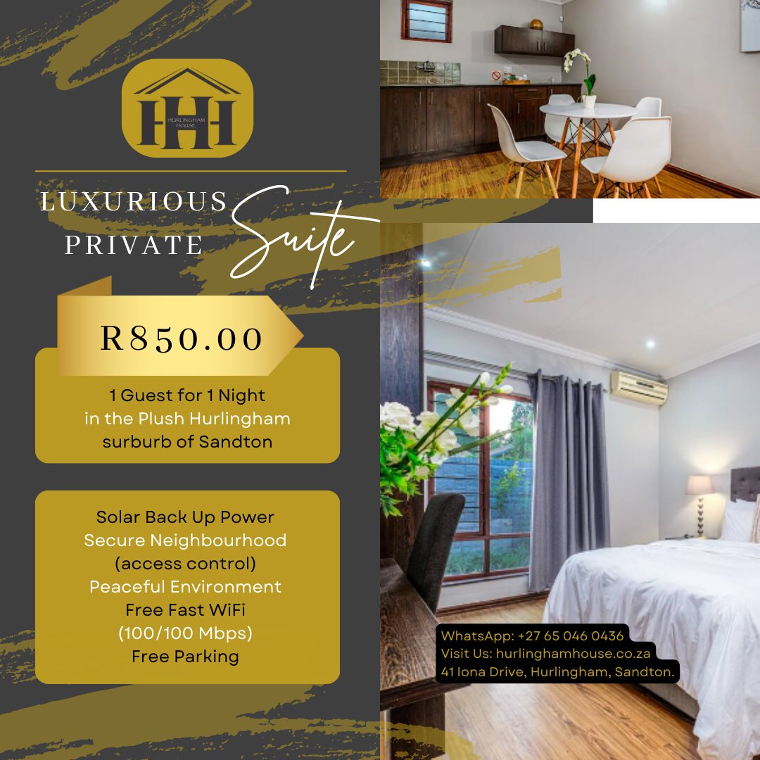 HouseHurlingham's tweet image. Book Now:
airbnb.co.za/rooms/84212443…

#Suite #Luxurious #Private #Modren #Curated #Clean #Neat
#Hurlingham #Sandton #Johannesburg #Gauteng #SouthAfrica #Mzansi
#Travel #Holiday #Africa #GuestHouse #BnB #BusinessTravel #RemoteWork