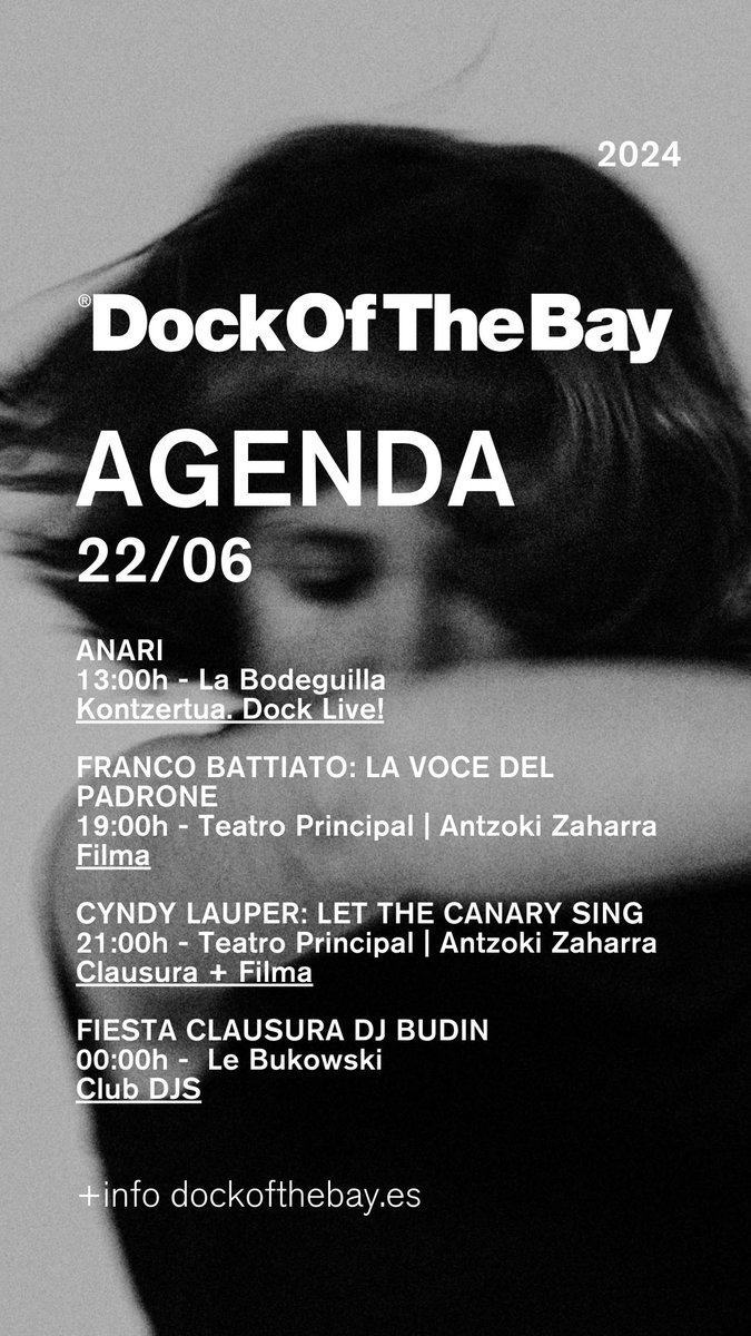 GAUR | HOY Aurtengo edizioaren azken eguna gaur! Último día de Dock Of The Bay 2024, ¡os esperamos!  SARRERAK | ENTRADAS --> dockofthebay.es/2024/es/perfec……
<a href="/donostiakultura/">Donostia Kultura</a>
<a href="/LeBukowski/">Le Bukowski</a>