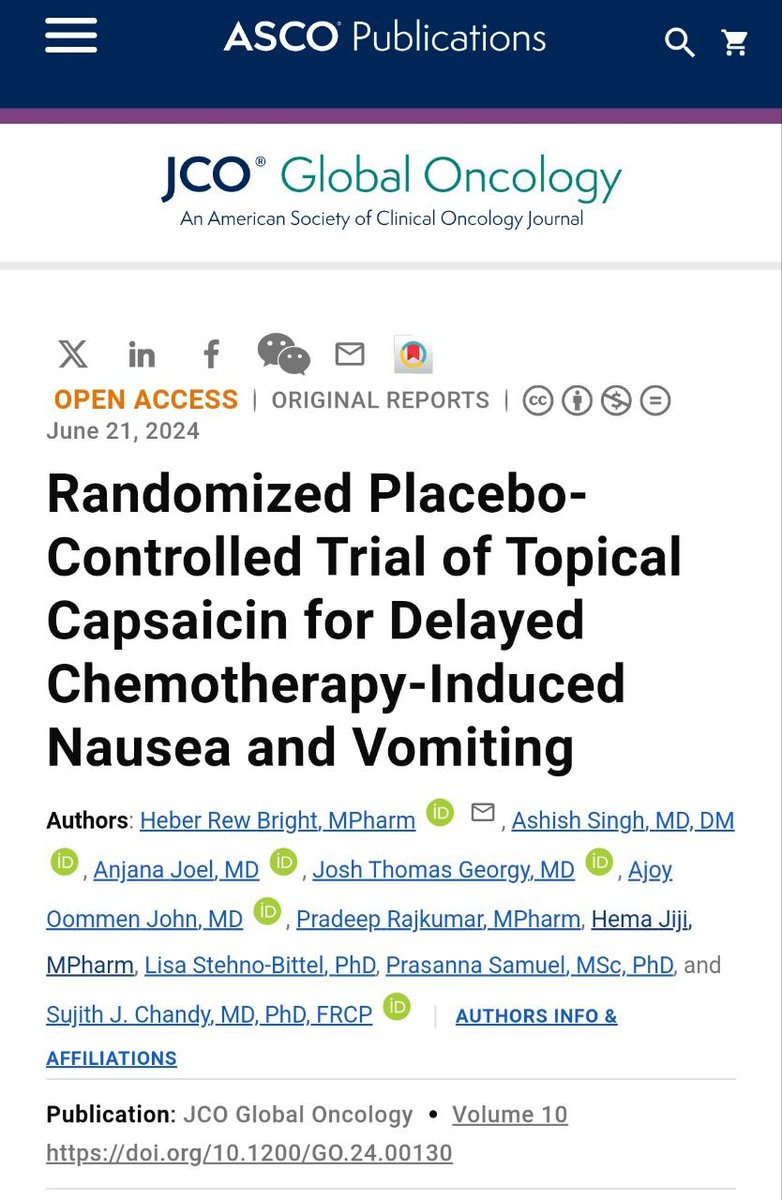Josh Thomas Georgy (@jtgeorgy) on Twitter photo 1/ 📢 Excited to share our study led by <a href="/heberrewbright/">Heber Rew Bright</a> <a href="/todrashish/">Ashish Singh</a> & Sujith J Chandy(<a href="/ICARS_global/">Int. Centre for Antimicrobial Resistance Solutions</a>) published in <a href="/JCOGO_ASCO/">JCO Global Oncology</a> investigating the role of capsaicin in⬇️CINV: an investigator-initiated RCT <a href="/ajoel_84/">Anjana Joel</a> <a href="/ajoyojohn/">Ajoy Oommen John</a> <a href="/divyathumaty/">Divya Thumaty</a> <a href="/OffCMCVellore/">CMC Vellore (Official)</a> ascopubs.org/doi/full/10.12… 1/ 📢 Excited to share our study led by <a href="/heberrewbright/">Heber Rew Bright</a> <a href="/todrashish/">Ashish Singh</a> & Sujith J Chandy(<a href="/ICARS_global/">Int. Centre for Antimicrobial Resistance Solutions</a>) published in <a href="/JCOGO_ASCO/">JCO Global Oncology</a> investigating the role of capsaicin in⬇️CINV: an investigator-initiated RCT <a href="/ajoel_84/">Anjana Joel</a> <a href="/ajoyojohn/">Ajoy Oommen John</a> <a href="/divyathumaty/">Divya Thumaty</a> <a href="/OffCMCVellore/">CMC Vellore (Official)</a> ascopubs.org/doi/full/10.12…
