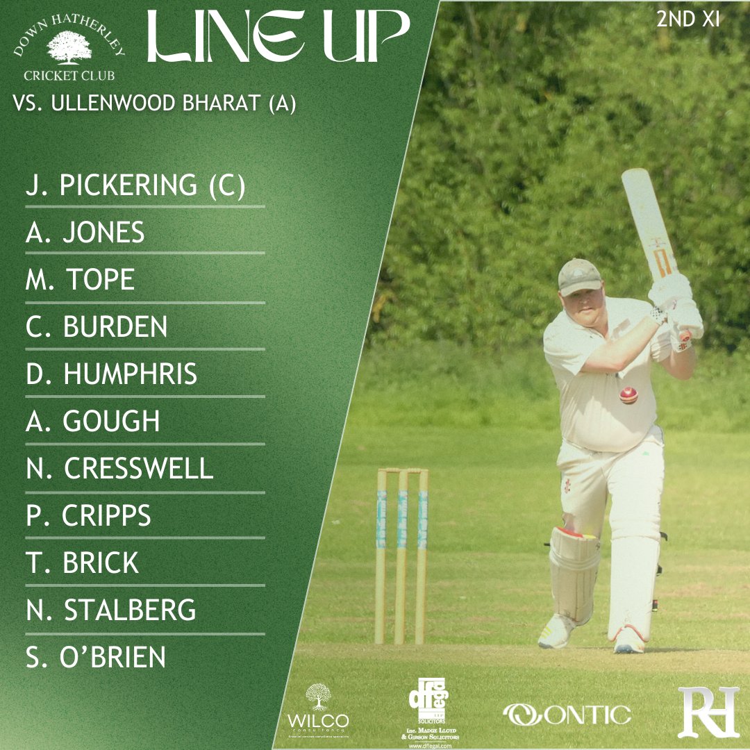 MATCH DAY 🏏 Here is how we line up for game week 7!

The 1st XI host Cirencester 2s, while the 2nd XI travel to Crickley Hill to take on Ullenwood Bharat 3s

Go well all 💪 #DHCC 🟢