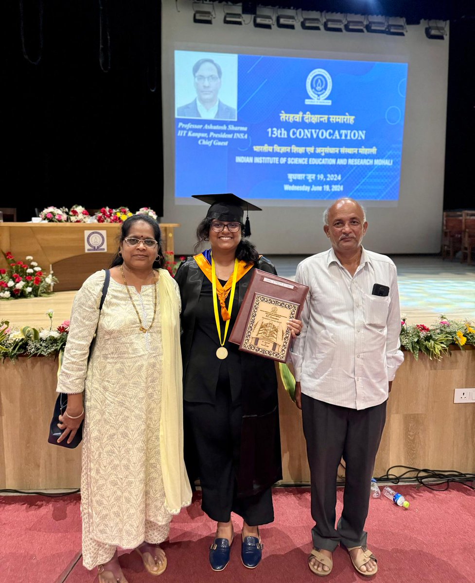 Finally graduated with an MS in Physics with a minor in Astronomy! Also with a pretty shiny Professor S N Kaul Medal for the best all-round performance in the graduating batch ❤️