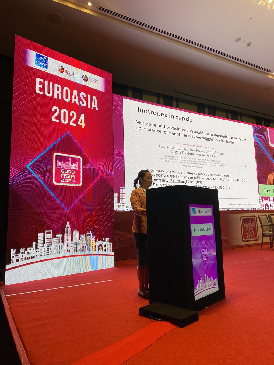 KatiaDonadello's tweet image. Inotropes in sepsis, #MichelleChew at #EUROASIA2024.
*Despite controversies in literature, #SSC2021 GLs recommend Dobutamine as first line inotrope…Be careful of possible harm
*Let’s get some spices from #CardiogenicShock GLs…
*”Niched” Levosimendan
*Avoid Adrenaline