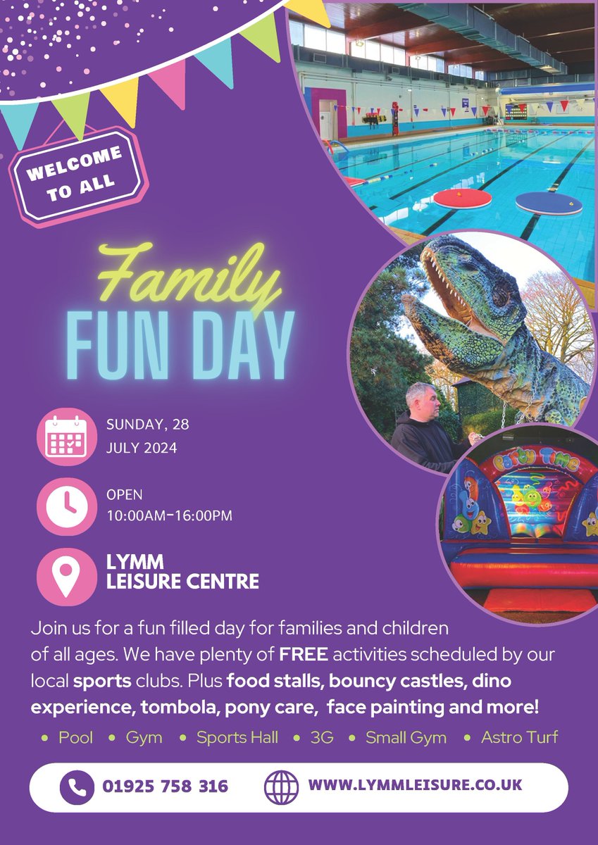 Women's self defence, dance, keep fit, Zumba, triathlon tasters, gym workouts, football, swimming, badminton and water polo are just some of the free clubs available for you to try out at the Leisure Centre's Family Fun Day.   
Just turn up on Sunday 28th July from 10am!