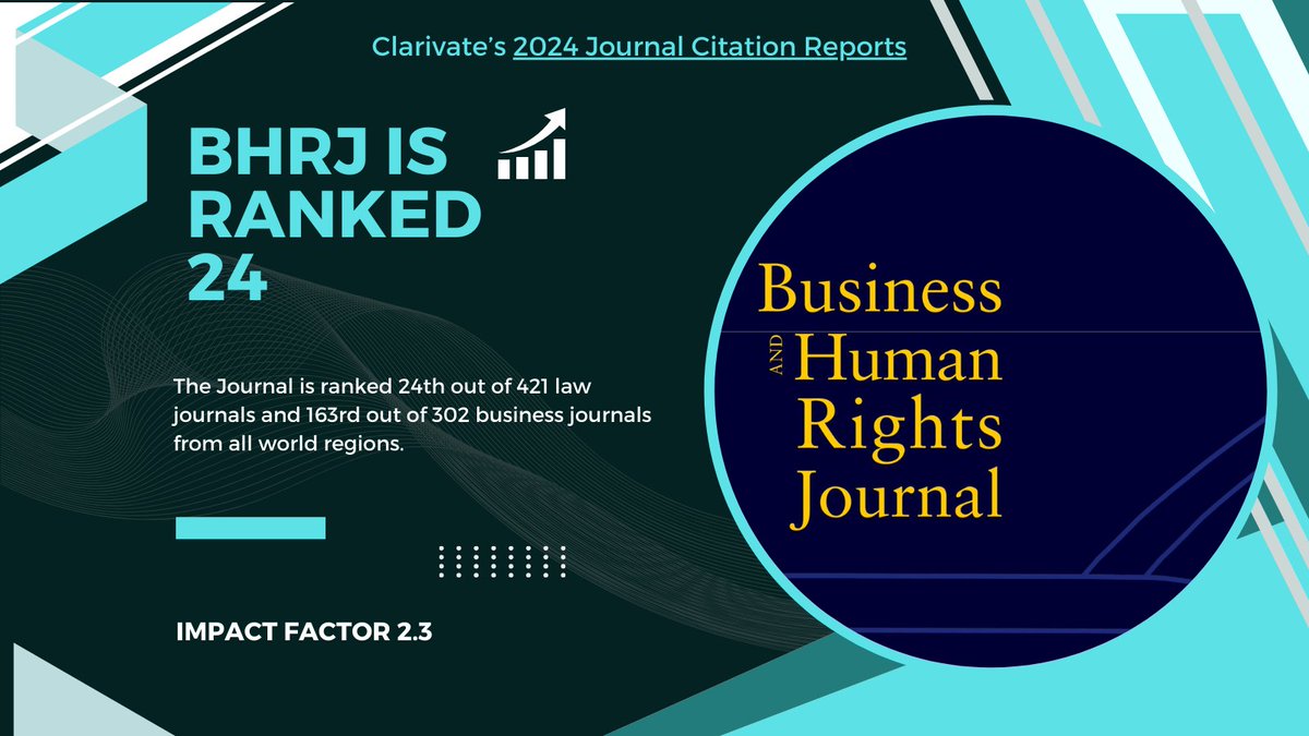 Delighted to announce that we are ranked 24th out of 421 law journals and 163rd out of 302 business journals from all world regions. Impact factor is now 2.3. We're grateful to all of our readers, authors, reviewers,publishers &amp; editors for making this continued success possible.