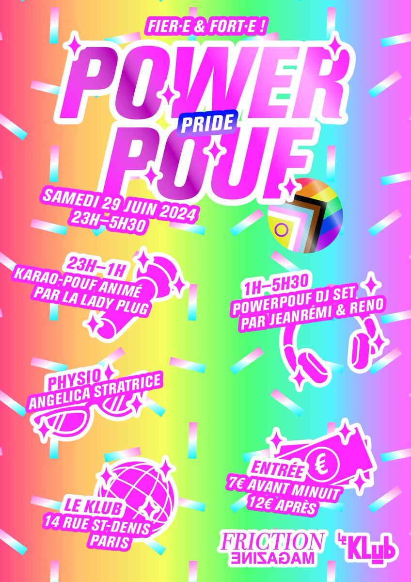 ✊ La prochaine Powerpouf tombe le soir de la Pride parisienne, mais SURTOUT la veille de la 1ère date des legislatives ! 
Donc l'after sera POLITCHICK ! Rdv dans les urnes en lendemain de soirée pour voter : Nouveau Front Populaire 
Beyoncé l'a dit : To the left, to the left !