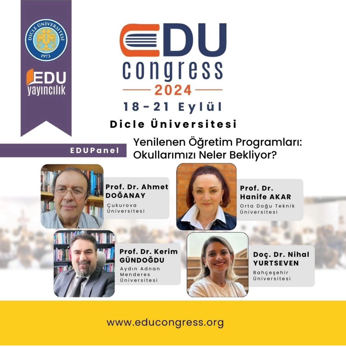 18-21 Eylül tarihleri arasında Dicle Üniversitesi’ndeyiz. 😊

<a href="/educongressorg/">Educongress</a> 
#HanifeAkar
#AhmetDoğanay
<a href="/KerimGundogd/">Kerim Gündoğdu</a>