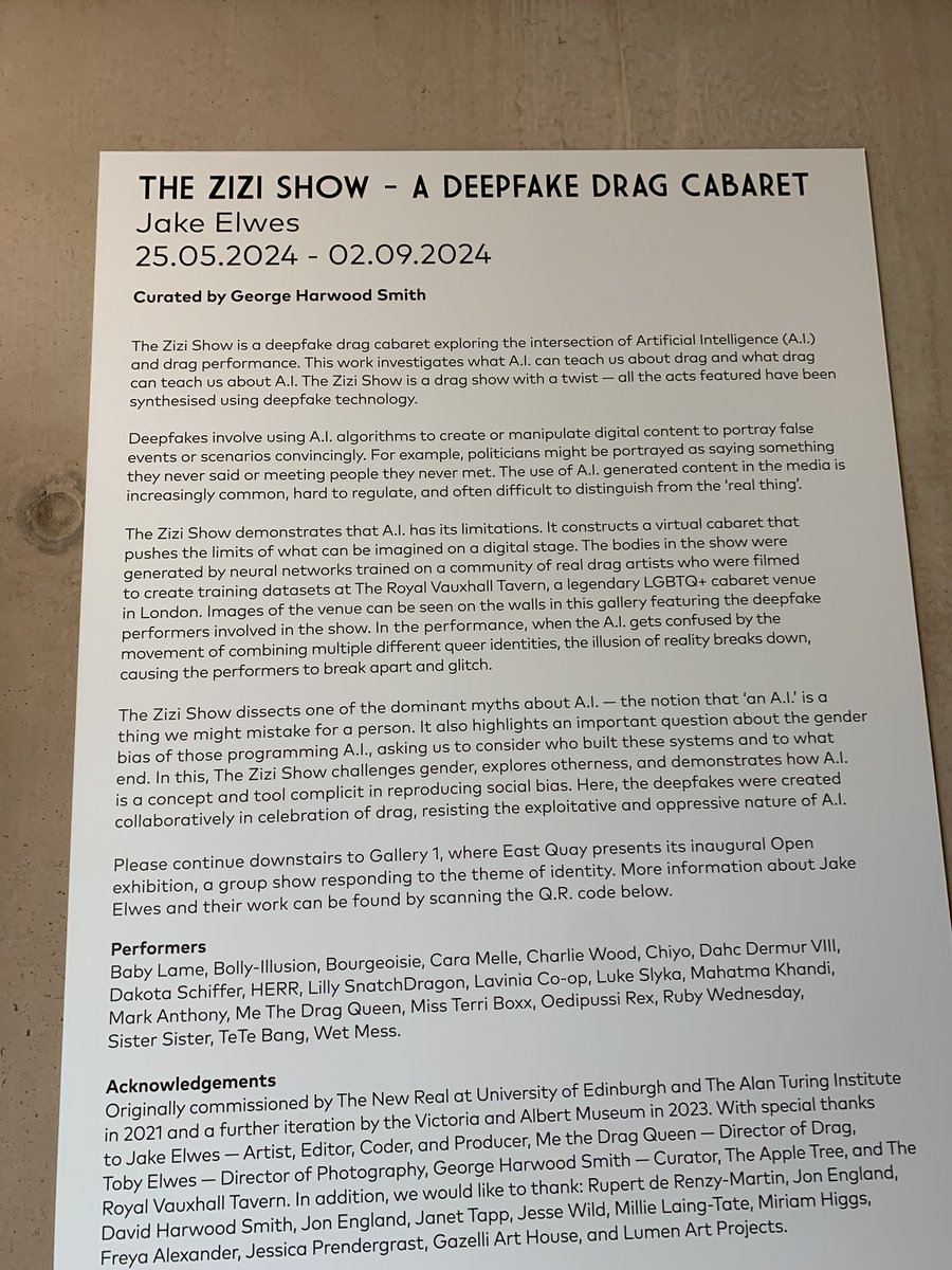 Watchet’s got it going on! Lovely local library, and East Quay’s exhibition ‘The Zizi Show - A Deepfake Drag Cabaret’ was amazing. #somerset #culture #libraries