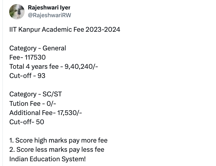 Reverse discrimination is discrimination.

Robbing meritorious students of their rightful opportunities might:- 

1) Might help politicians win votes in the short-term. 
2) Might give an illusion of justice. 
3) But, in the long-term it drives merit away. 

These are plain facts.
