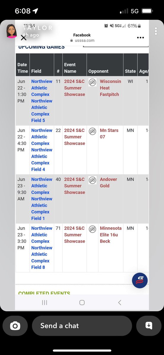 Here is our teams updated schedule for the s&amp;c tournament.