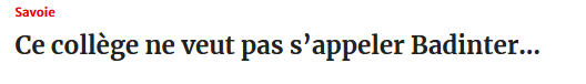 StephBouchet's tweet photo. En Savoie, des enseignants ne souhaitent pas que leur collège s'appelle "Robert Badinter", parce que selon eux ça n'évoquera rien pour les élèves... sinon "leur supermarché préféré". En un mot et trois syllabes : consternant...
https://t.co/ajSGwC6UqL https://t.co/aDgW2XFj2b