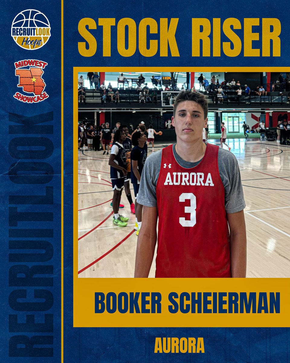 2025 | Aurora | Booker Scheierman | 

Skilled big that can stretch out &amp; knock down 3s, changes a lot of shots a the rim defensively. Can also score down low on post moves and finish with either hand at the rim. #RLHoops