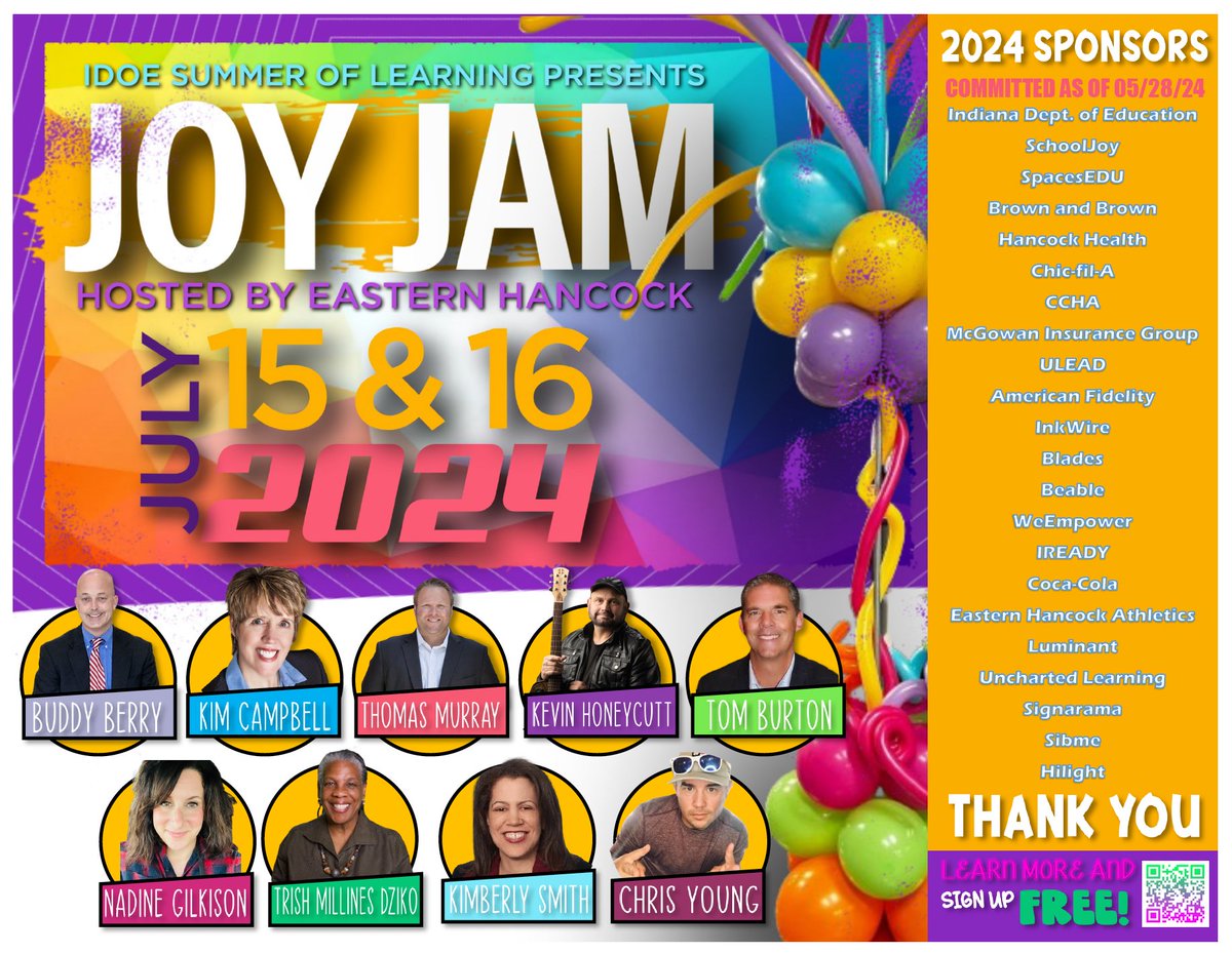 🎉 We're getting ready for #JoyJam2024! 🎉

🗓️ July 15-16 at Eastern Hancock 🎤 Incredible speakers lined up! 📈 Filling up fast - don’t miss out!

Sign up now: tinyurl.com/joyjam2024

Let's make this the best Joy Jam ever! ✨

#BringTheJoy