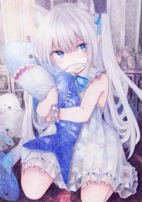 もぐもぐ猫 #オリジナル #アナログ #色鉛筆