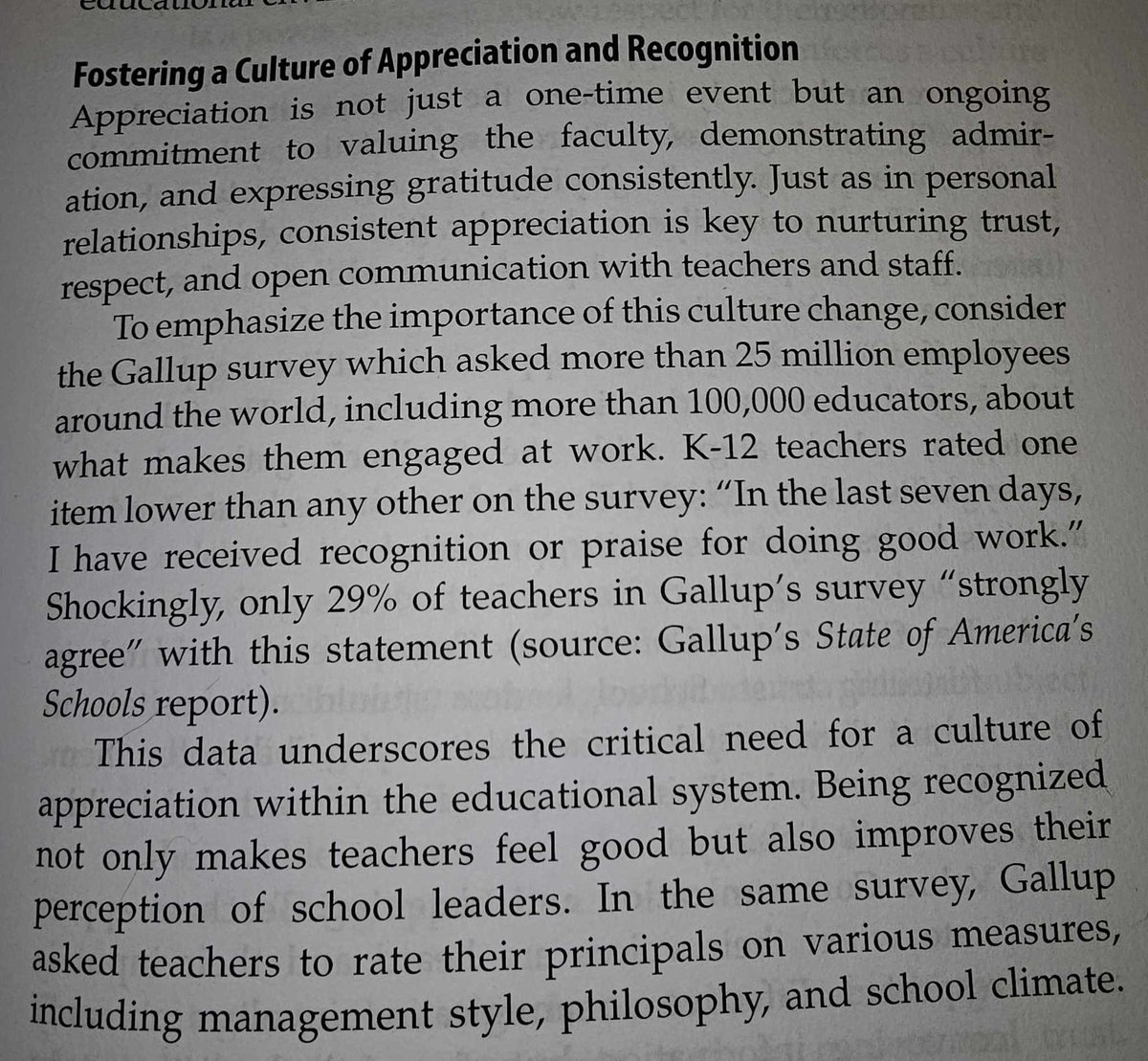 When teachers feel valued they are 6 times more engaged!  Yet, less than 30% in Gallup poll (100,000 educators) say they received recognition or praise for doing good work in last 7 days! 
amazon.com/Finding-Your-L…