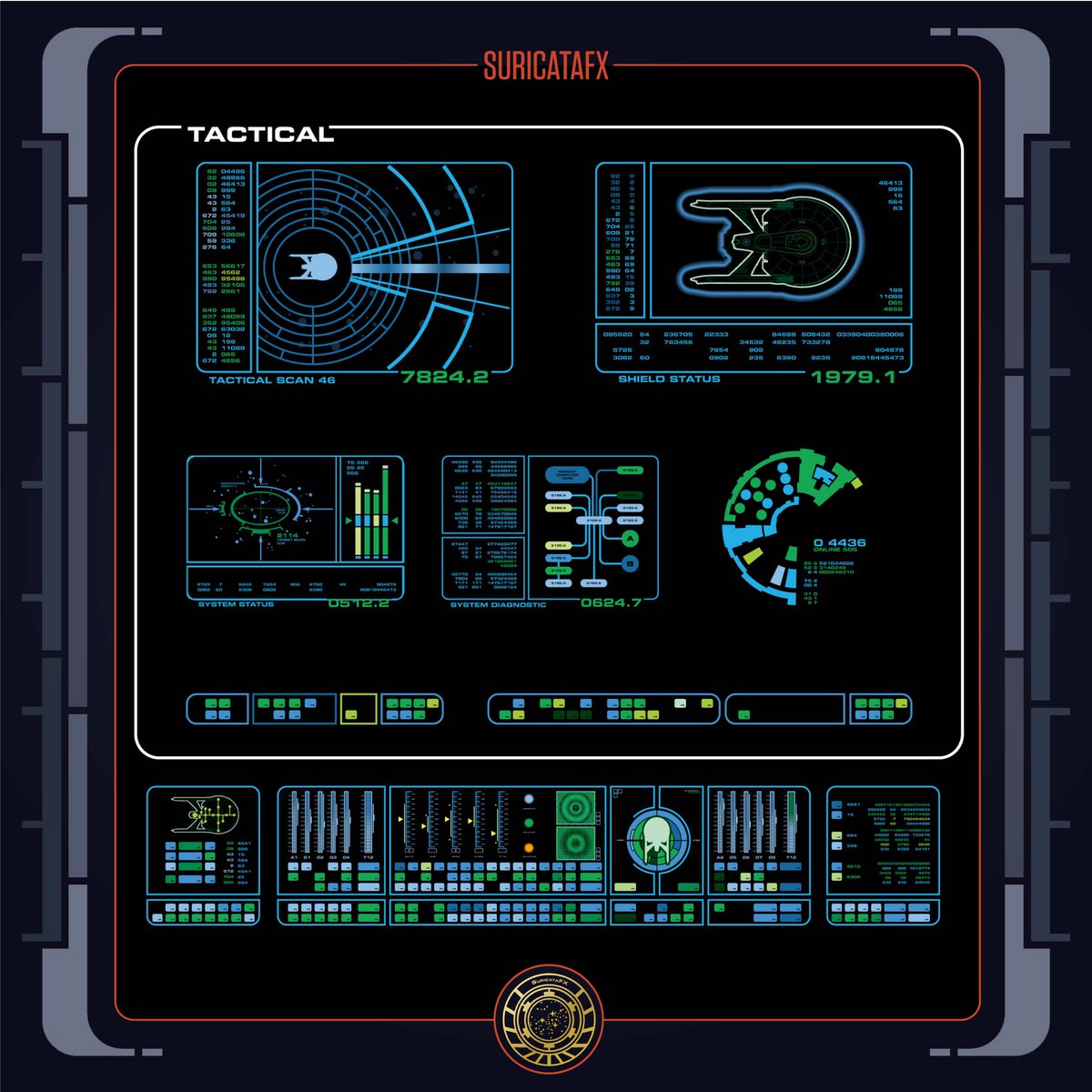 I Created these panels for Sam Cockings over at Trekyards a few years ago for his own Sayer class starship. An awesome little ship design, and I love the TOS Era movie LCARS!