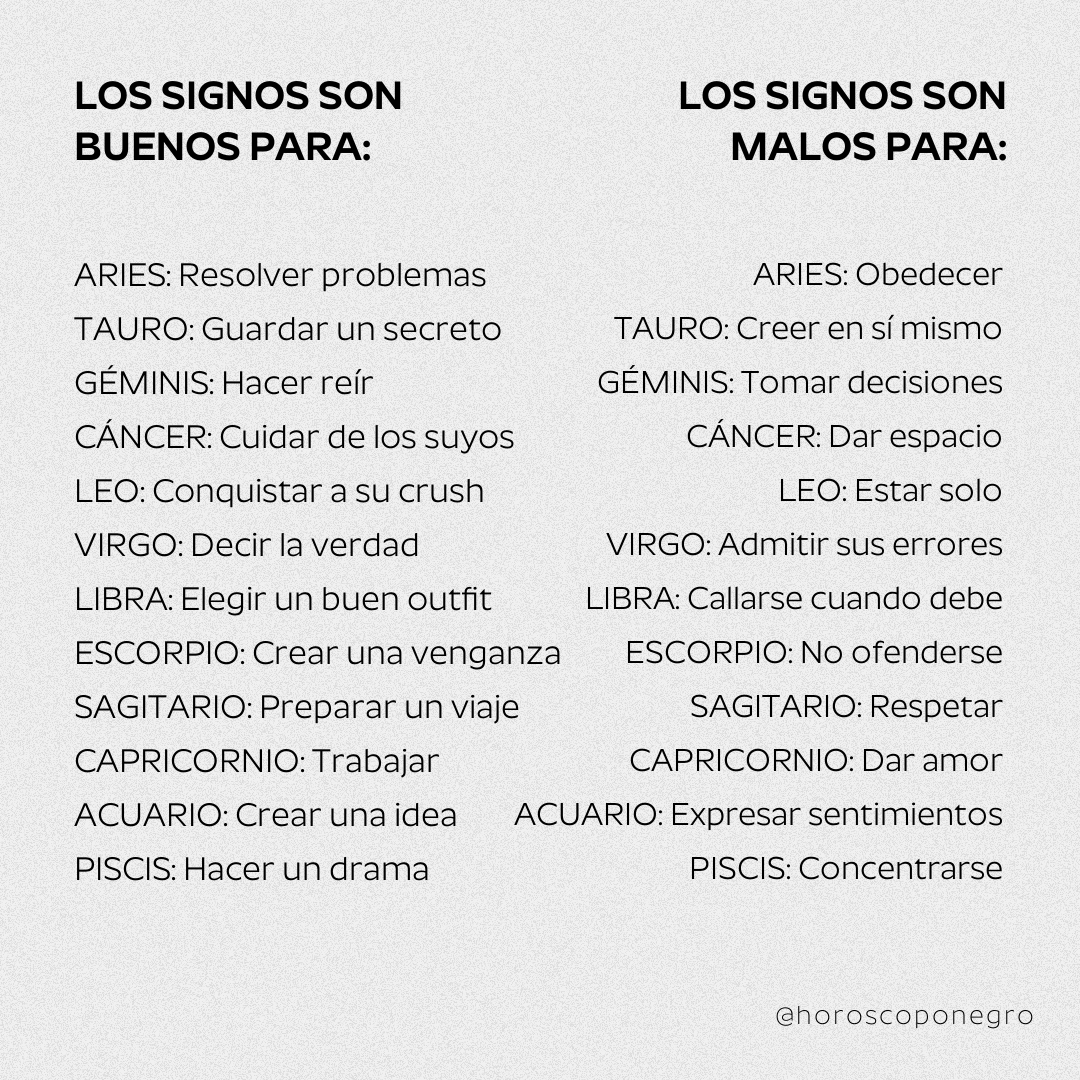 horoscoponegro's tweet photo. Los signos son buenos vs malos para... 🔮 https://t.co/guklQdz1SL