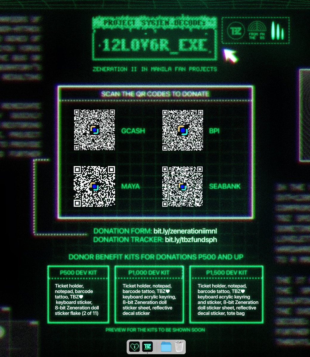 [ZENERATION II IN MANILA] 💻
Proposed Fan Projects and Donation Drive

Hello PH The Bs! 📢
Here is the breakdown of the projects planned for #ZenerationIIinManila! 📟

🗳 Donation form link: bit.ly/zenerationiimnl
🗓 Duration: June 22 - July 30

Donate PHP 100 and get a chance