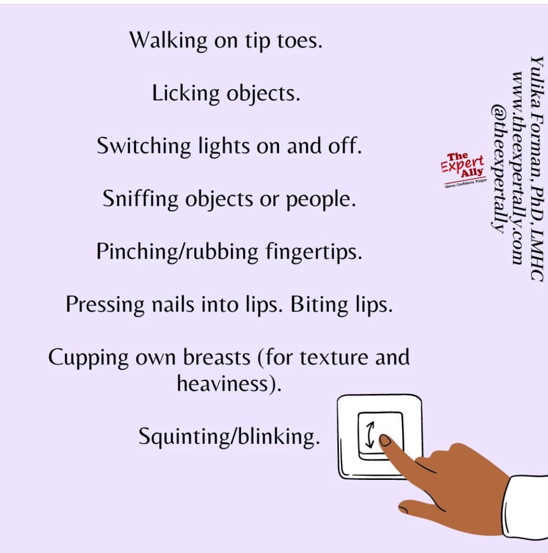 nd_navigating's tweet photo. Some ways of stimming you might not know are stimming.
#NavigatingND #ADHD #Autism #Stimming https://t.co/fbIb5yihdE