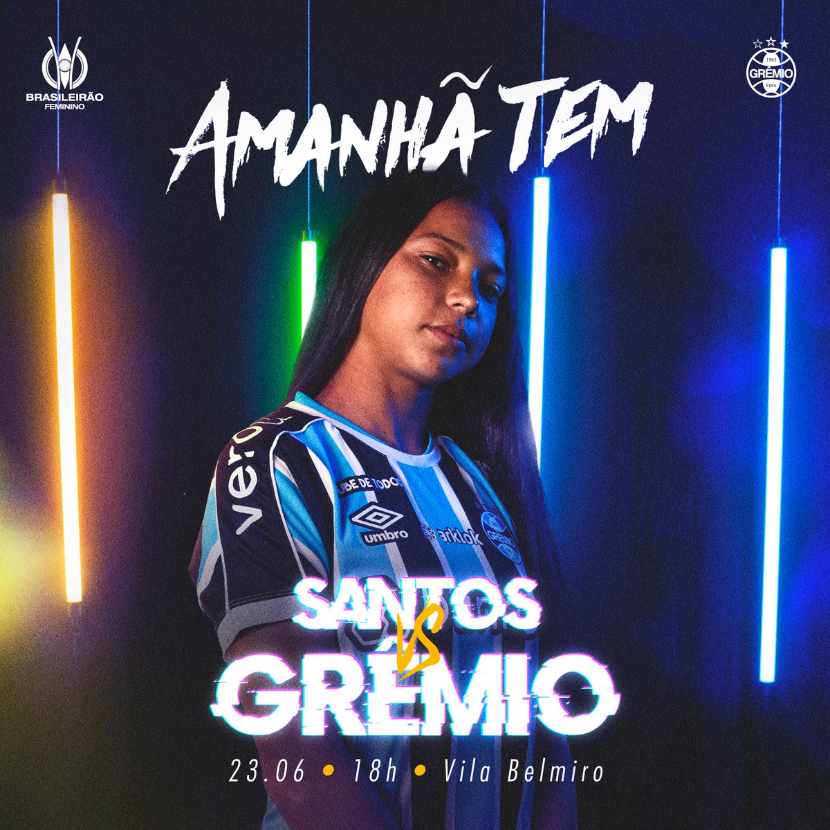 AMANHÃ TEM GRÊMIO! 🇪🇪 Neste domingo, lutaremos pela vitória a mais de mil quilômetros de nossa casa. Faltam apenas 4 jogos no #BRFeminino2024 e cada partida é uma final antecipada pela vaga à próxima fase.

#SANxGRE #BRFeminino2024
