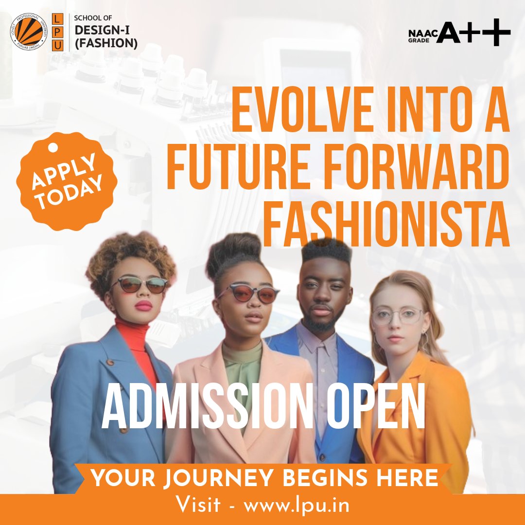 lpufashion's tweet image. LPU Fashion design admission 2024
visit here for more details
lpu.in/programmes/reg…
#LPU #FashionDesign #CreativeDepartment #Admission2024