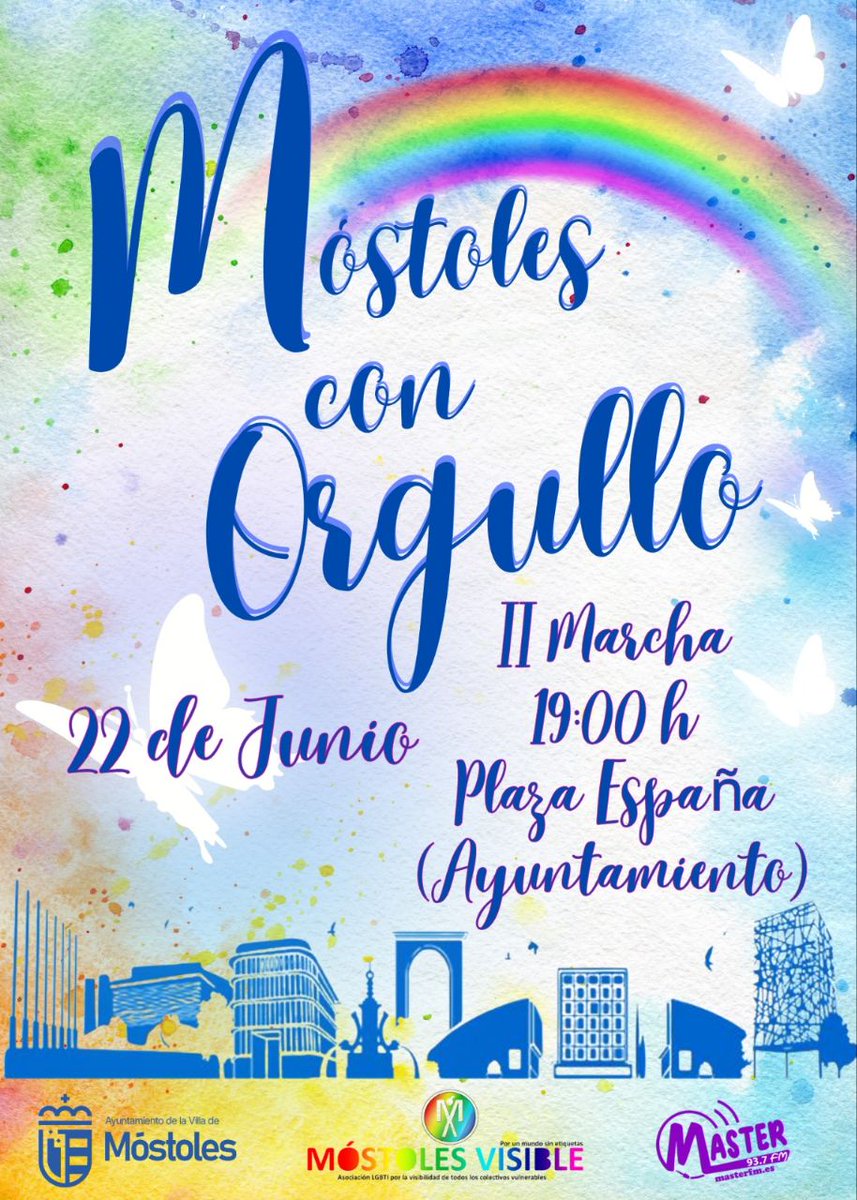 Esta tarde, Móstoles con orgullo.

🏳️‍🌈 ¡A las 19.00h desde la plaza del Ayuntamiento de Móstoles salimos!

👉🏻 No te pierdas toda la actividad de esta semana #MóstolesConOrgullo