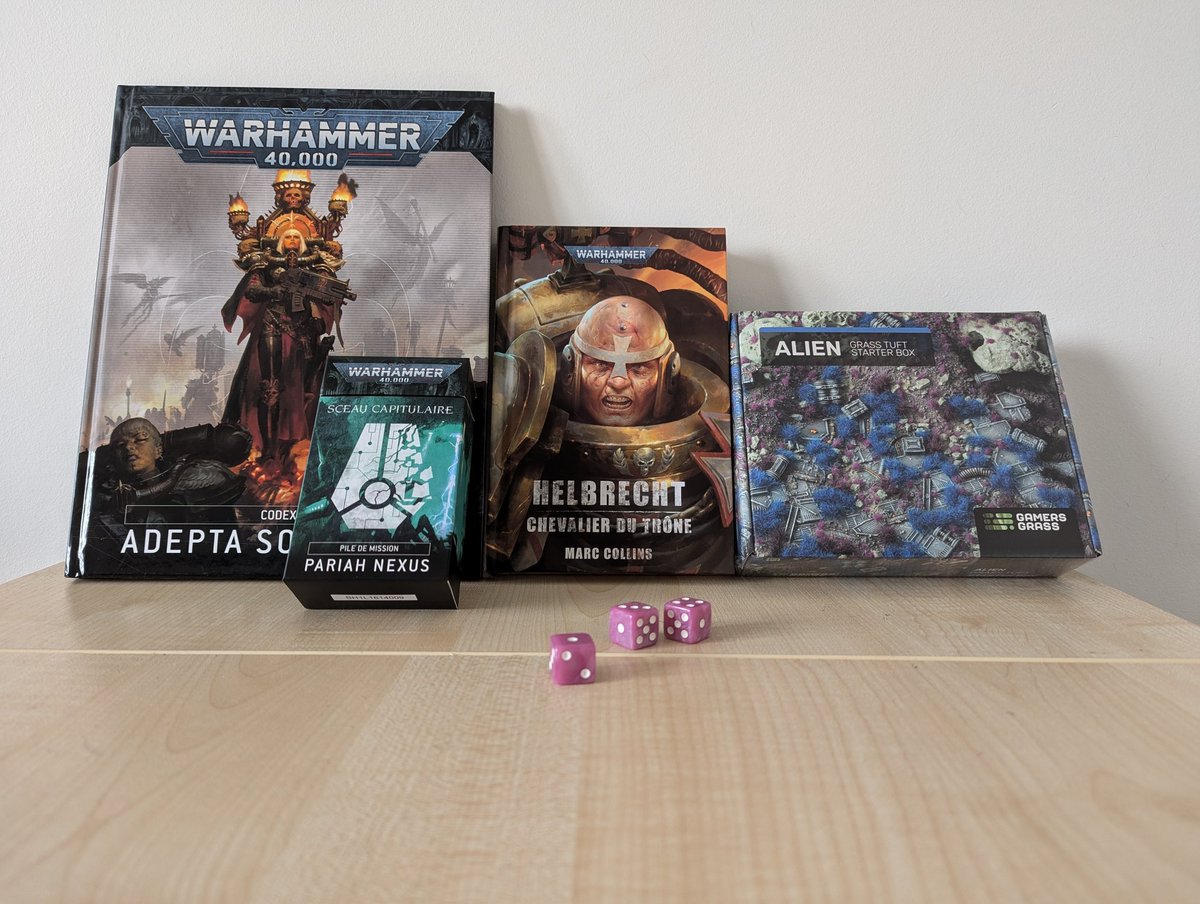 Récupération de ma preco soeur de bataille et nouvelle carte de mission. Puis au final j'ai craqué pour un livre et un pack pour socle mdr